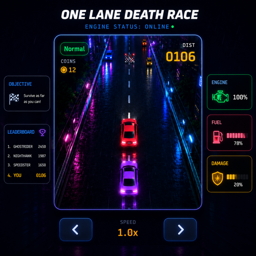 One Lane Death Race ONLINE One Lane Death Race ONLINE